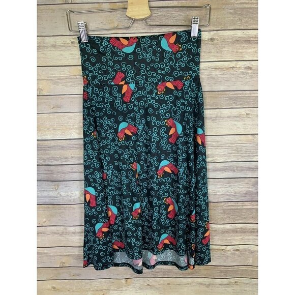 Lularoe Azure Twirl Skirt Womens XS Slinky Bird - Picture 1 of 10